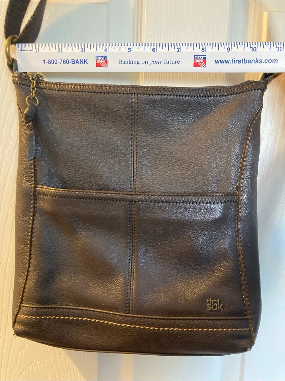 The Sak Dark Brown Leather Messenger Bag